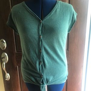 Linen button down top